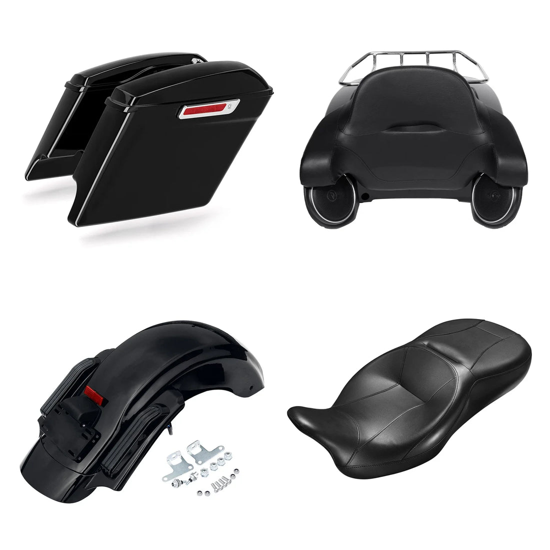 King Trunk Saddlebags Seat Rear Fender Fit For Harley Street Glide 2014-24