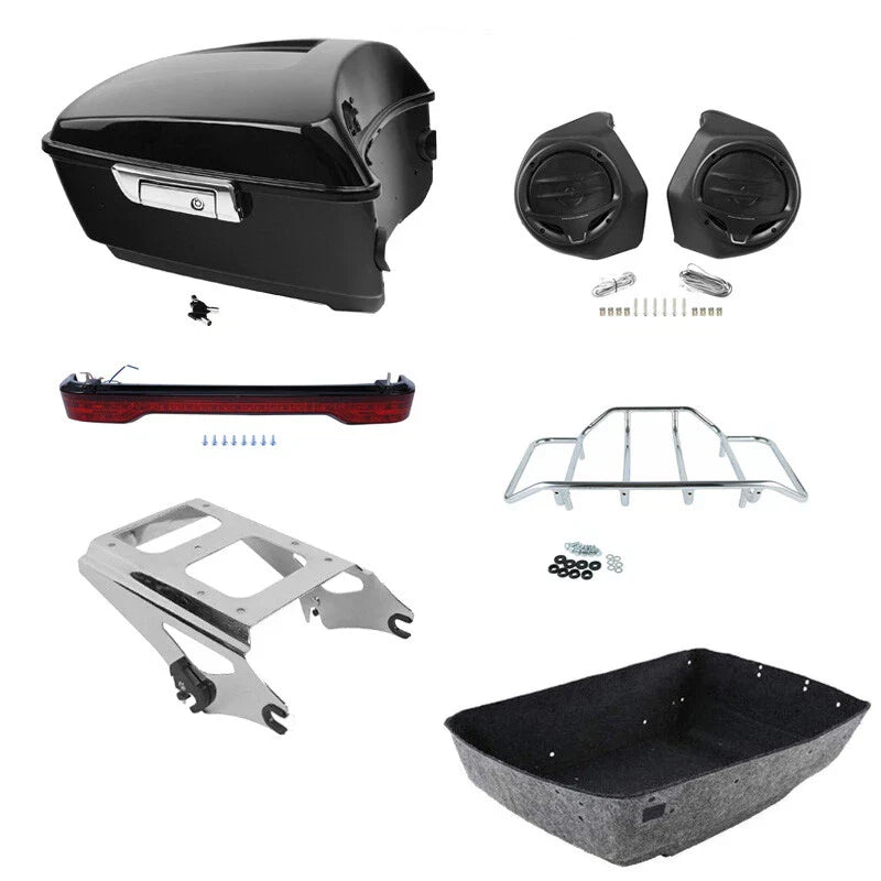 King Trunk Rack Tail Light Speaker Fit For Harley Street Road Glide 2009-13