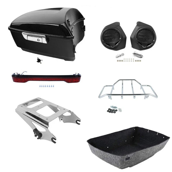 King Trunk Rack Tail Light Speaker Fit For Harley Street Road Glide 2009-13