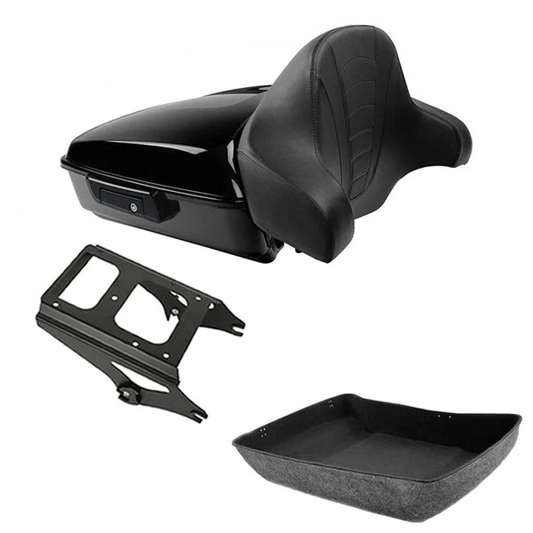 Black Chopped Trunk Pad & Mount Fit For Harley Touring 2009-2013