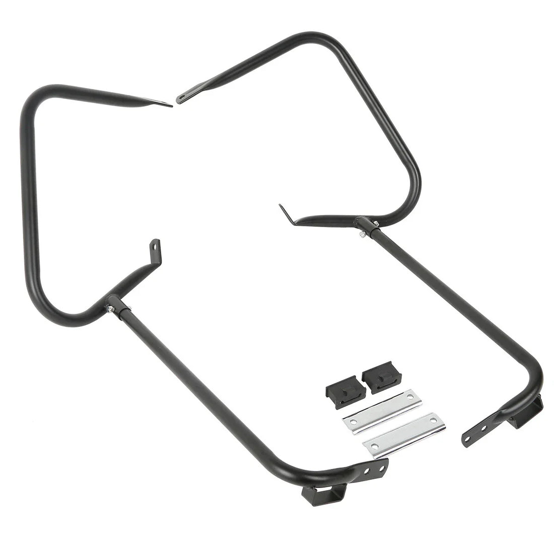 Black Saddlebag Bracket Guard W/ Support Bar For Harley Touring Flht Flhr 97-08