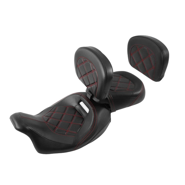 Low-Profile Driver Passenger Seat & Backrest Pad Fit For Harley Touring 09-23