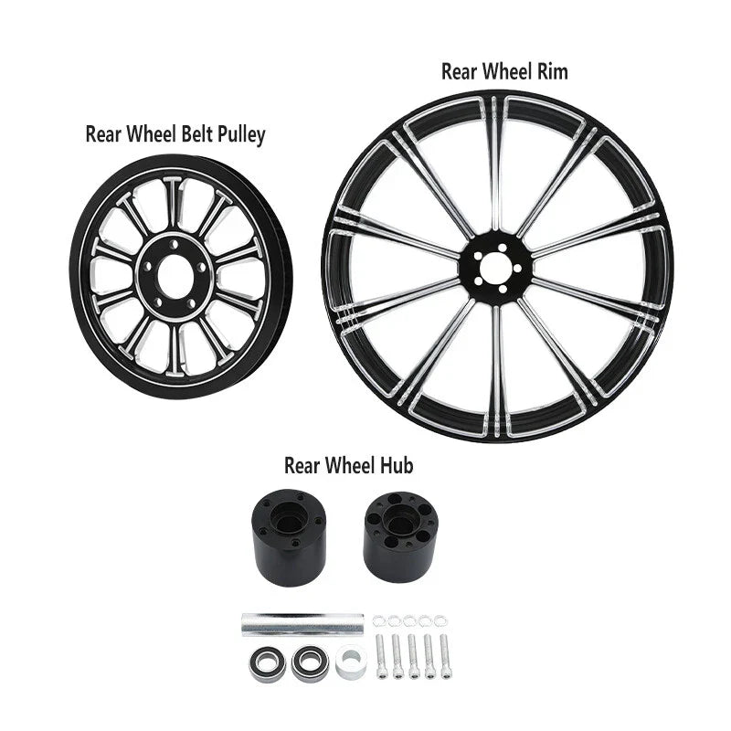 18" Rear Wheel Rim Hub Pulley Sprocket Fit For Harley Road Glide 2009-2023 Black
