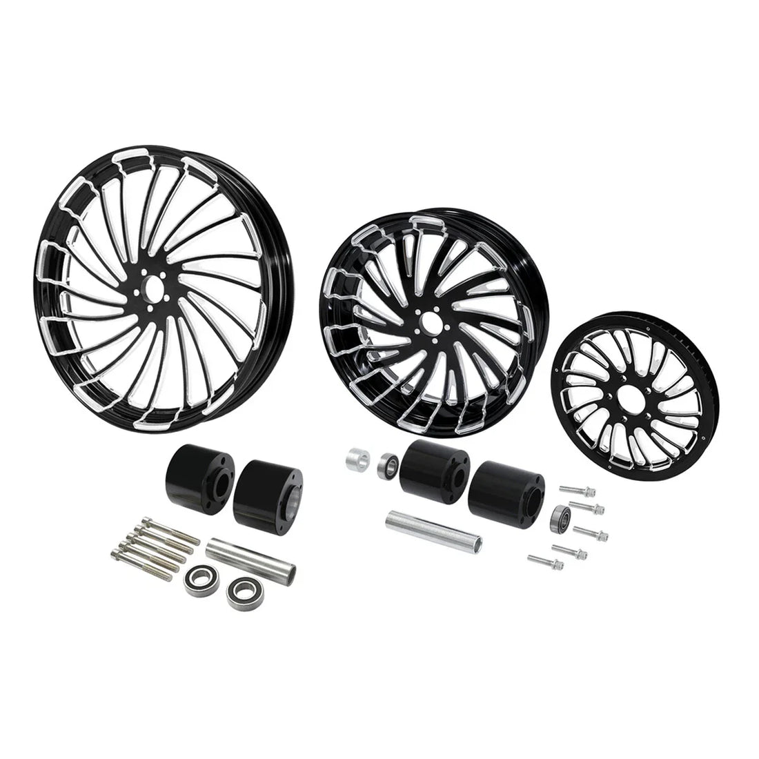 30" Front 18" Rear Wheel Rims Hub Belt Pulley Fit For Harley Touring 1997-2008