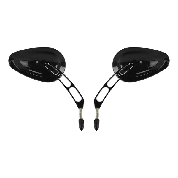2X Black M8 Teardrop Rear View Side Mirror Fit For Harley Davidson Softail Slim