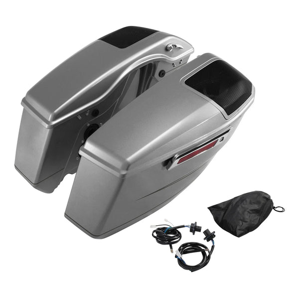 Saddlebags Fit For Harley Cvo Road Street Glide 2023-25 Dark Platinum Pinstripe