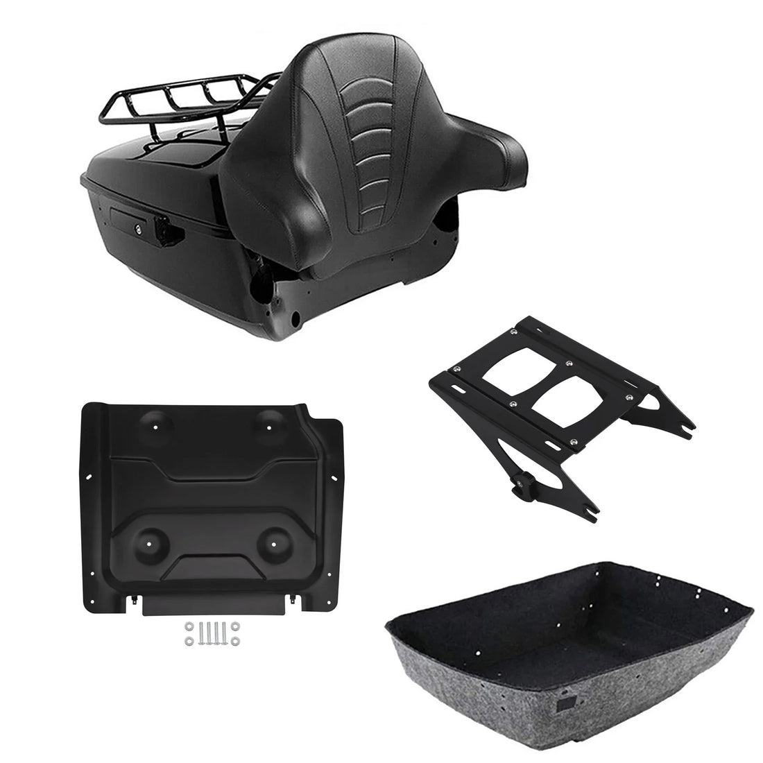 Black King Trunk Luggage Backrest Mount Rack Plate Fit For Harley Touring 14-26