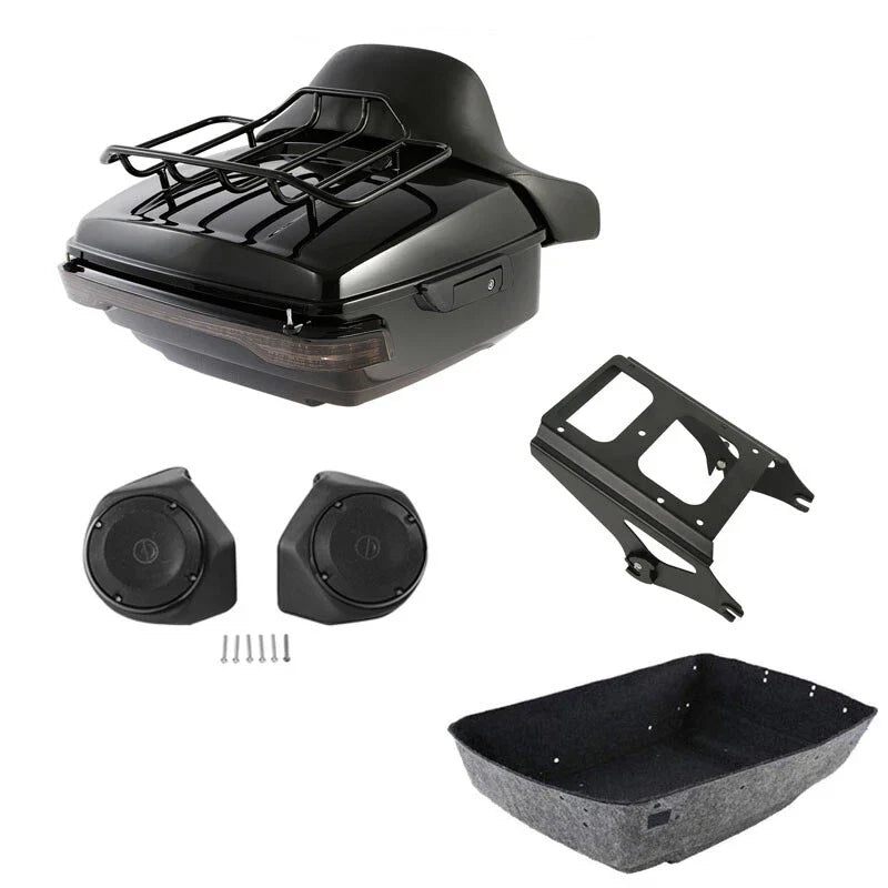 King Trunk Pad Mount Rack Light Speakers Fit For Harley Touring 2009-13