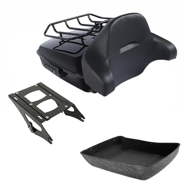 Black Chopped Trunk Backrest Mount Rack Fit For Harley Street Glide 2014-2026 25