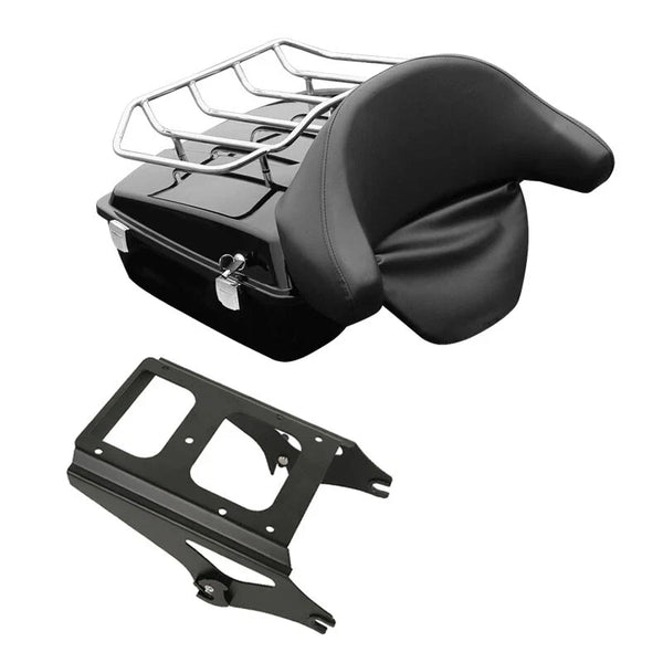 Black Chopped Trunk Backrest W/ Mount Rack Fit For Harley Touring 09-13
