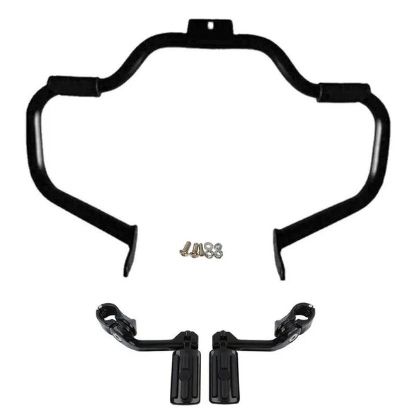 Mustache Engine Guard Bar & Highway Footpegs Fit For Harley Softail Fatboy 00-17