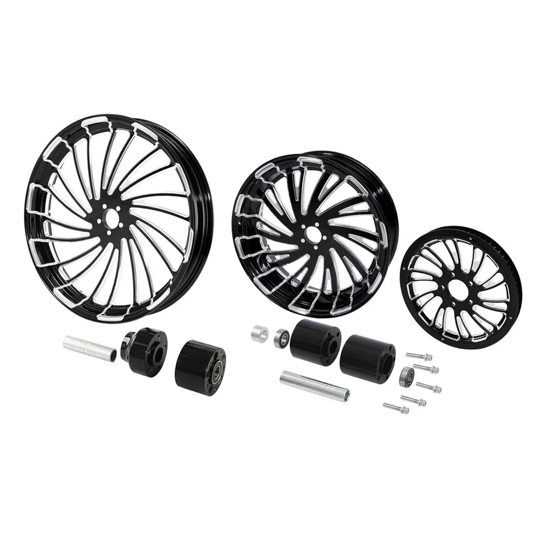 26" Front 18" Rear Wheel Rim Hub Belt Pulley Fit For Harley Touring Models 97-08