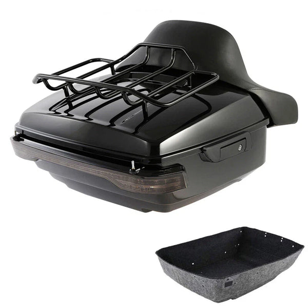 King Trunk Backrest Luggage Rack Light Fit For Harley Touring Road Glide 2014-26
