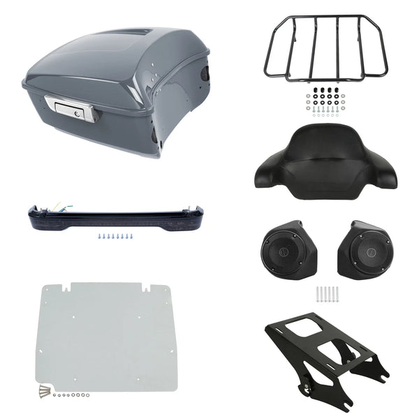 King Trunk Pad Plate Mount Rack Light Fit For Harley Touring 14-26 Gunship Gray