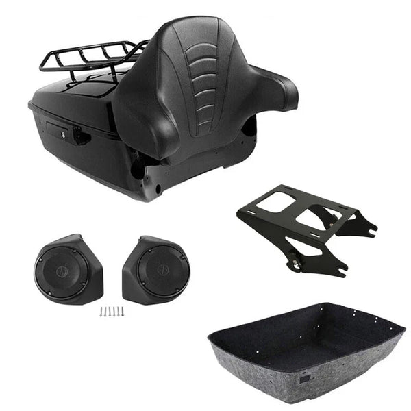 King Trunk Rack Backrest Speakers Mount Fit For Harley Cvo Road Glide 2014-2026