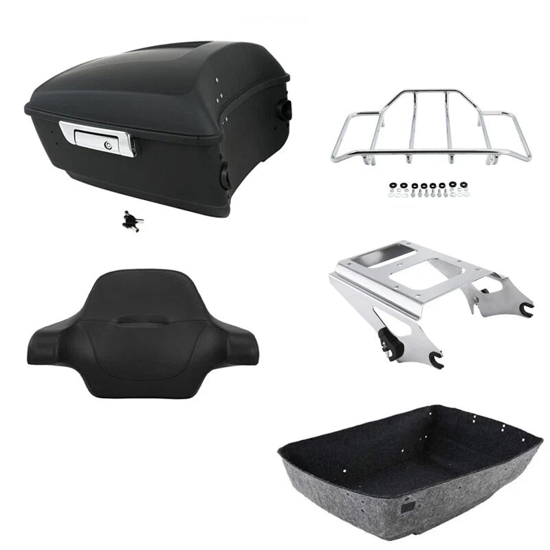 Matte King Trunk Backrest Rack Mount Fit For Harley Road King Glide 2009-13