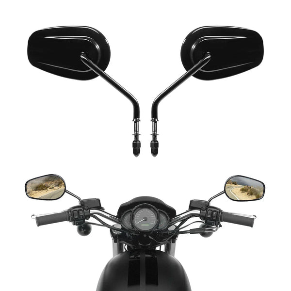 Black Rear View Side Mirrors Fit For Harley Road King Touring XL 883 Sportster