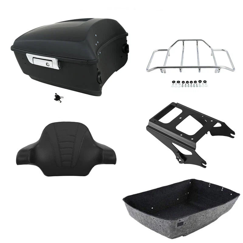 Matte King Trunk Backrest Rack Mount Fit For Harley Touring Glide 2009-2013