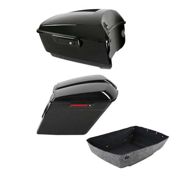 Black King Trunk Stretched Saddlebags Fit For Harley Touring 14-23