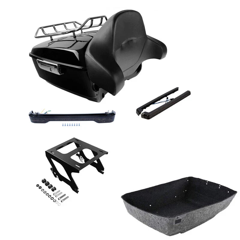 King Trunk Backrest Rack Lights Solo Mount Fit For Harley Softail 2018-2025