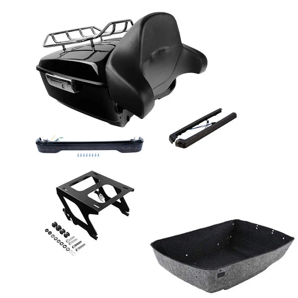 King Trunk Backrest Rack Lights Solo Mount Fit For Harley Softail 2018-2025