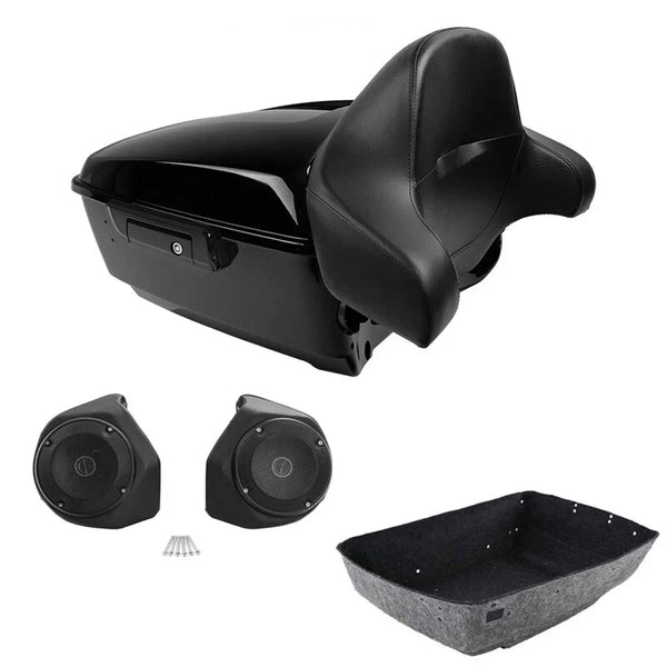 King Trunk Backrest Speakers Fit For Harley Touring Cvo Road Glide 2014-26 Black