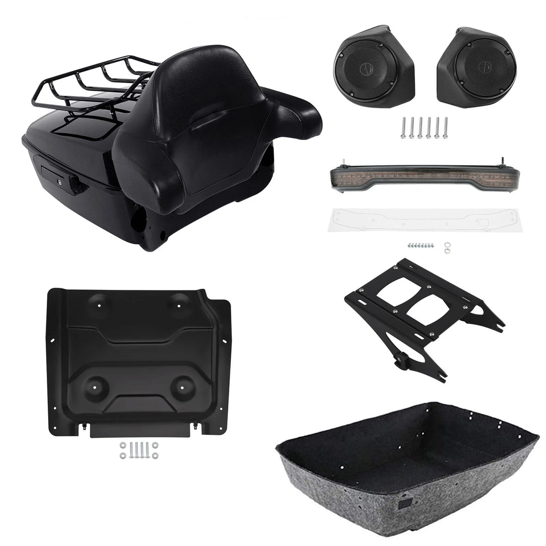 King Trunk Pad Mount Rack Light Speakers Plate Fit For Harley Touring 2014-2026