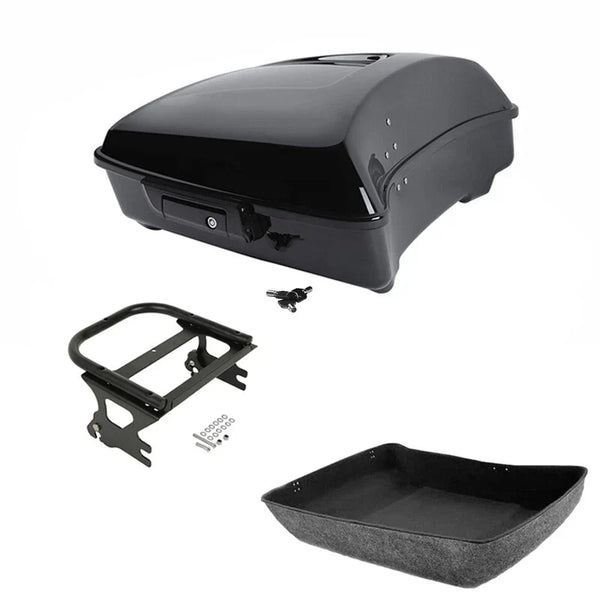 Black Chopped Trunk Two Up Mount Fit For Harley Touring Road King 97-08 US