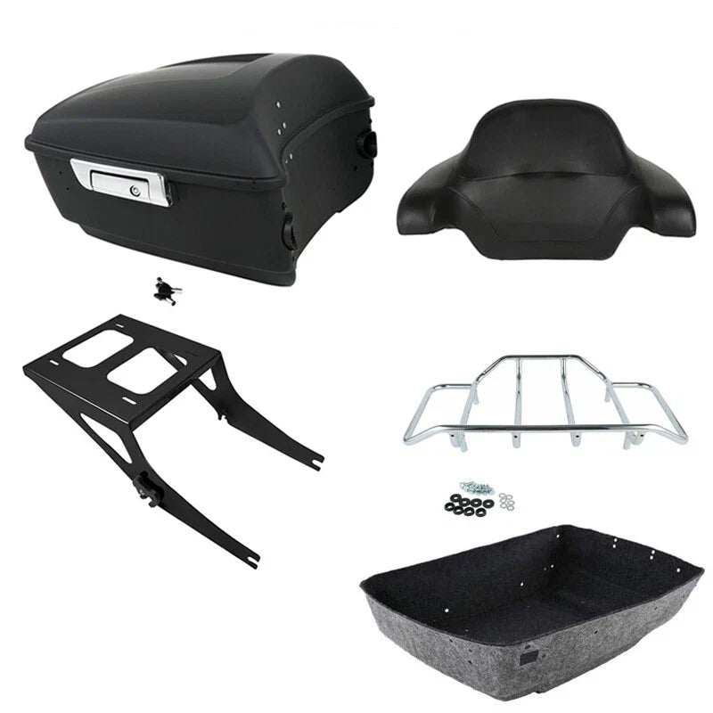 Matte King Trunk Backrest Mount Rack Fit For Harley Fatboy 2008-17