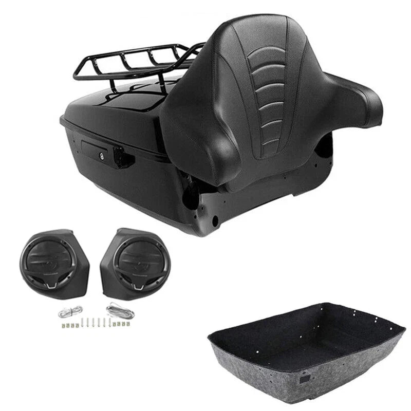 Black King Trunk Rack Backrest Speakers Fit For Harley Electra Glide 2014-2026
