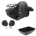 Black King Trunk Rack Backrest Speakers Fit For Harley Electra Glide 2014-2026