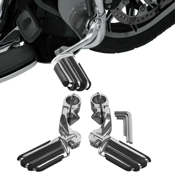 1-1/4" Short Angled Highway Foot Pegs Mount Fit For Kawasaki Vulcan VN400 VN800