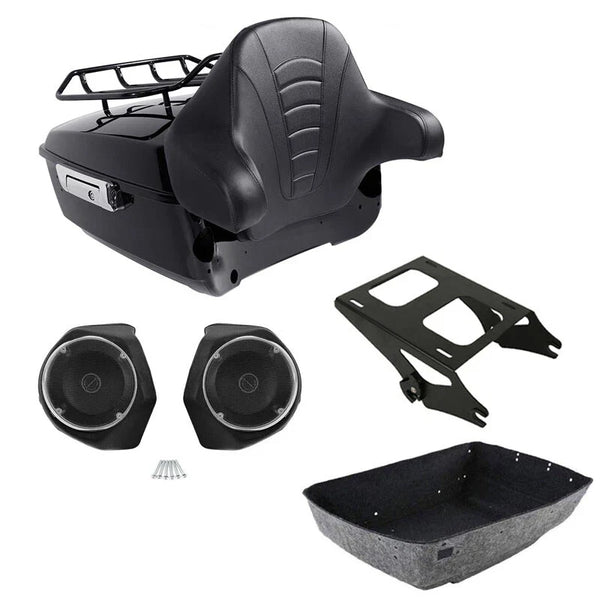 King Trunk Rack Backrest Speakers Mount Fit For Harley Road Street Glide 2014-26