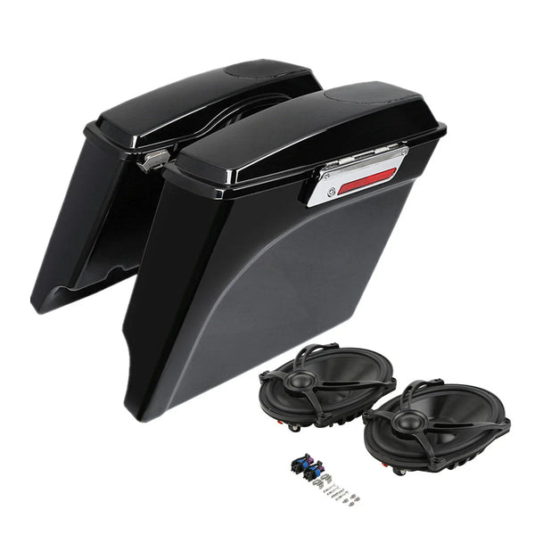 5" Stretched Hard Bags Saddlebag & Speakers Fit For Harley Touring 1993-2013