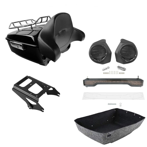 King Trunk Luggage Backrest Light Rack Speakers Fit For Harley Touring 2009-2013