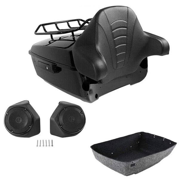 King Trunk Luggage Rack Backrest Speakers Fit For Harley Road Street Glide 14-26