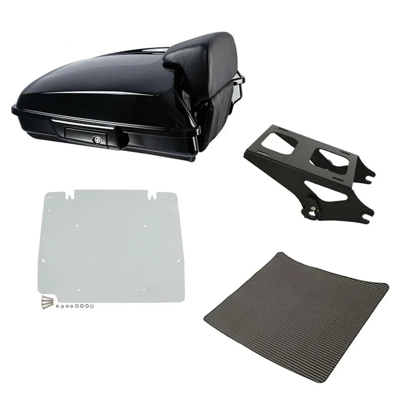 Black Razor Trunk Backrest Rack Plate Fit For Harley Road Street Glide 2014-2026