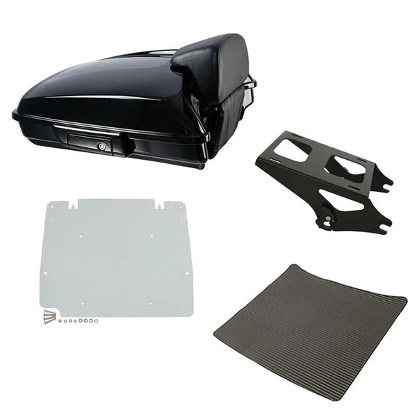 Black Razor Trunk Backrest Rack Plate Fit For Harley Road Street Glide 2014-2026