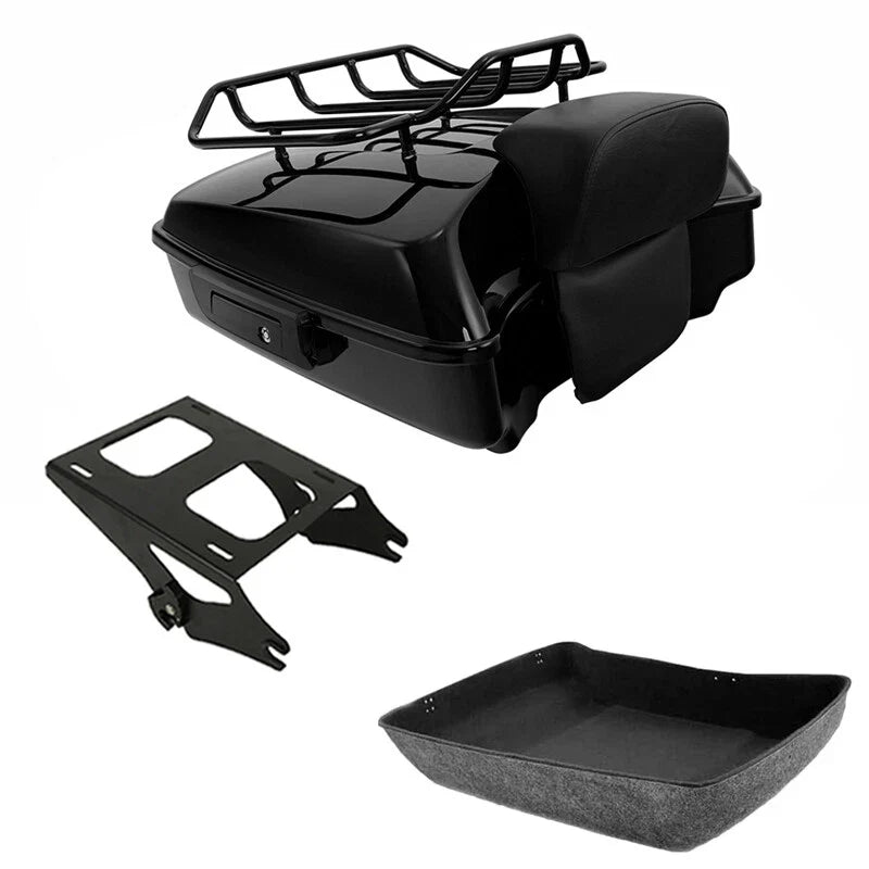 Black Chopped Trunk Backrest Mount Fit For Harley Touring Street Glide 2014-2026