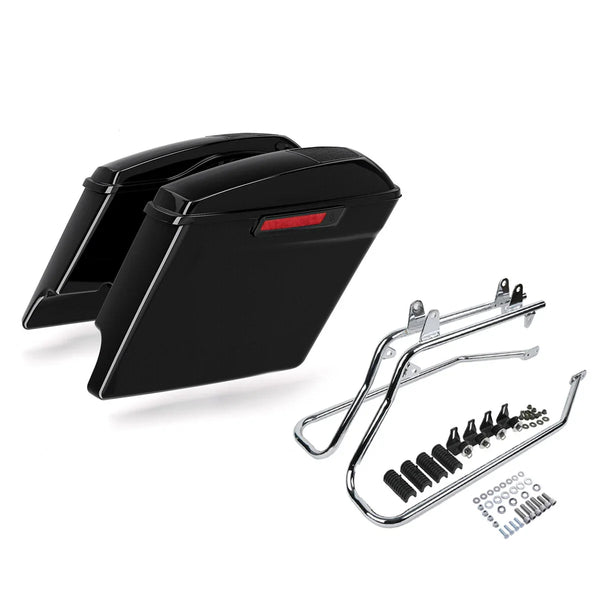 5" Stretched Hard Saddlebags & Bracket Fit For Harley Softail Fat Boy 1984-2017