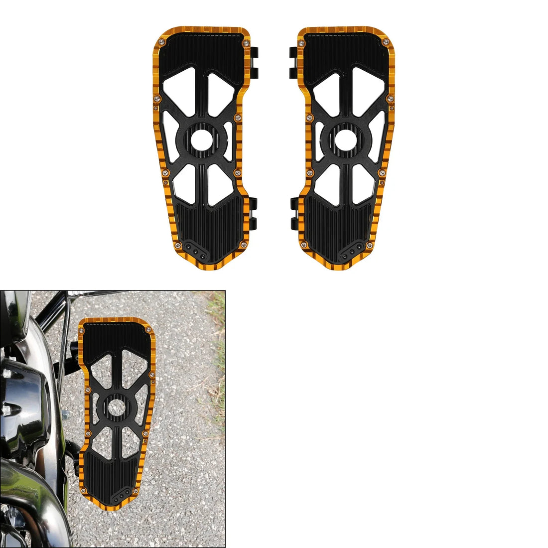 Driver Footboard Floorboard Fit For Harley Touring Road Glide 09-25 Black Gold