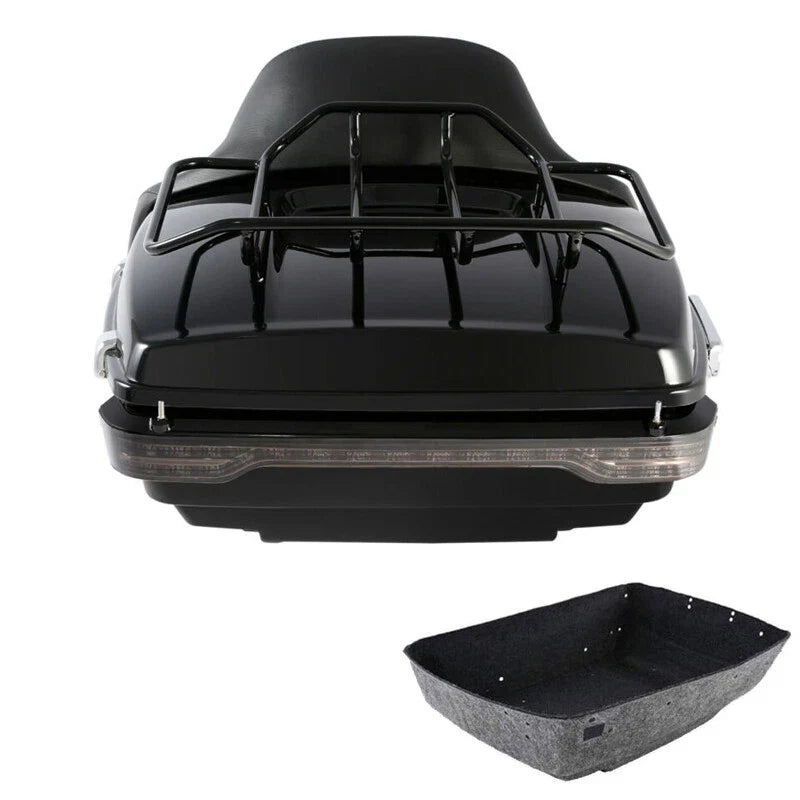 King Trunk Backrest Pad Rack LED Light Fit For Harley Touring Road Glide 14-2026