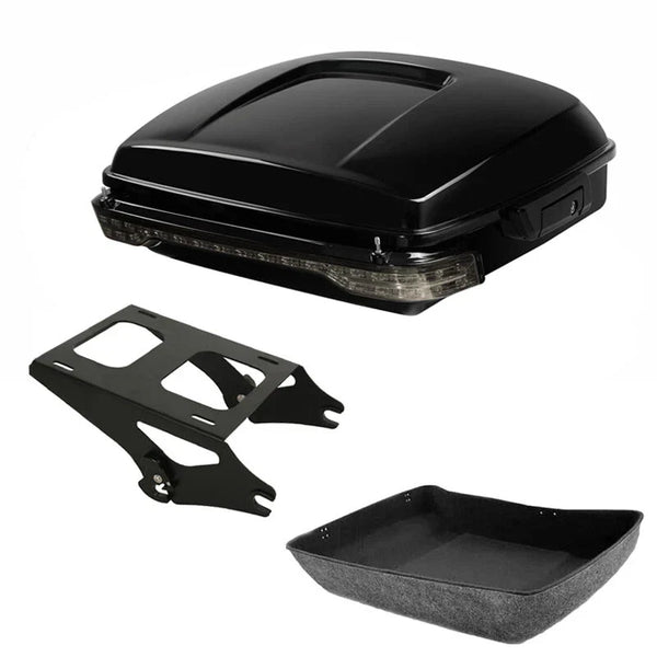 Vivid Black Chopped Trunk LED Light Mount Rack Fit For Harley Touring 2014-2026