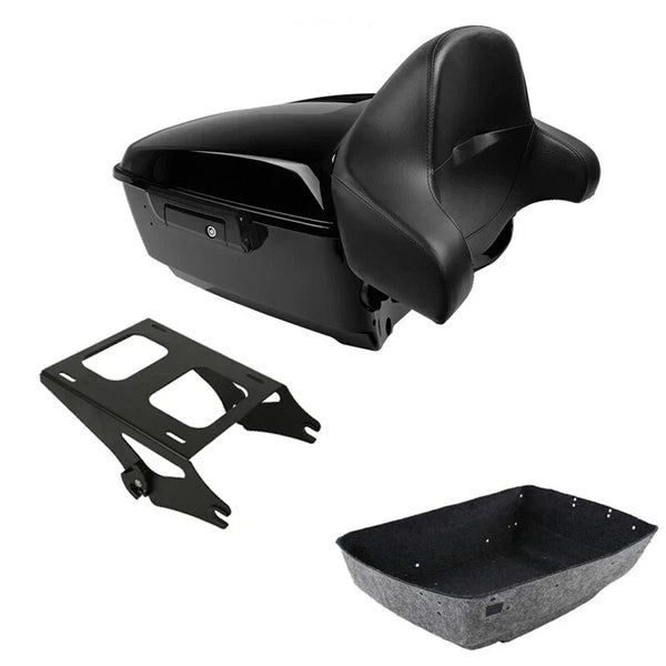 King Trunk Black Backrest Mount Rack Fits For Harley Touring Street Glide 14-26