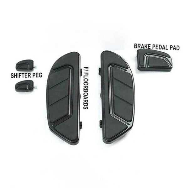 Black Footboard Brake Pedal Shifter Pegs Fit For Harley Road King Glide 1986-24