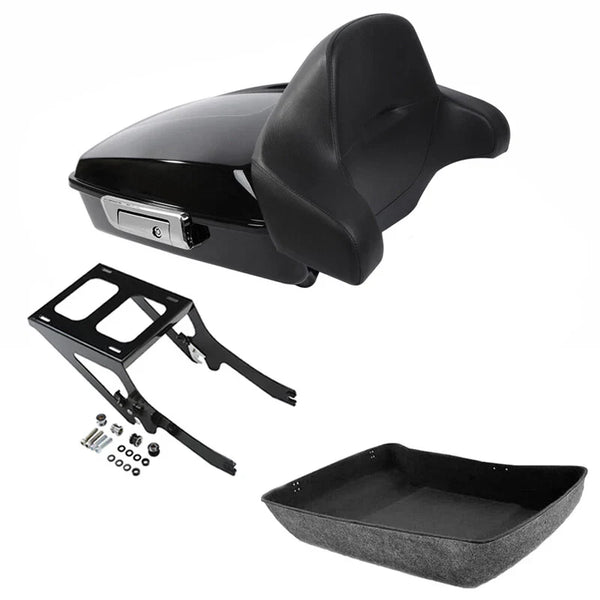 Black Chopped Trunk Backrest Mount Fit For Harley Softail Heritage Classic 18-26