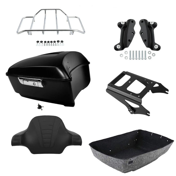 Matte Black King Trunk Backrest Mount Rack Docking Fit For Harley Touring 09-13