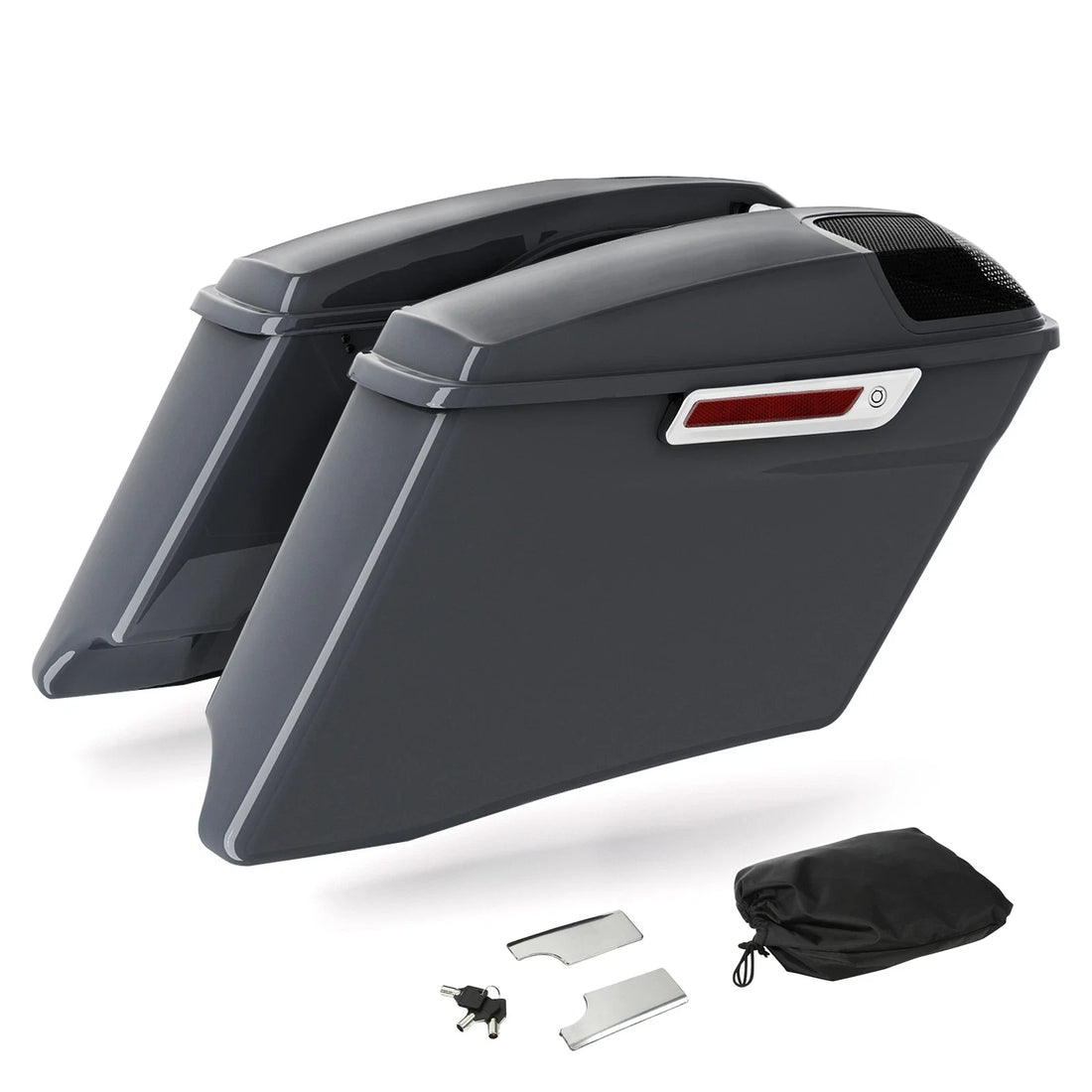 4" Stretched Saddlebags Fit For Harley Cvo Street Glide 2014-2024 Gunship Gray