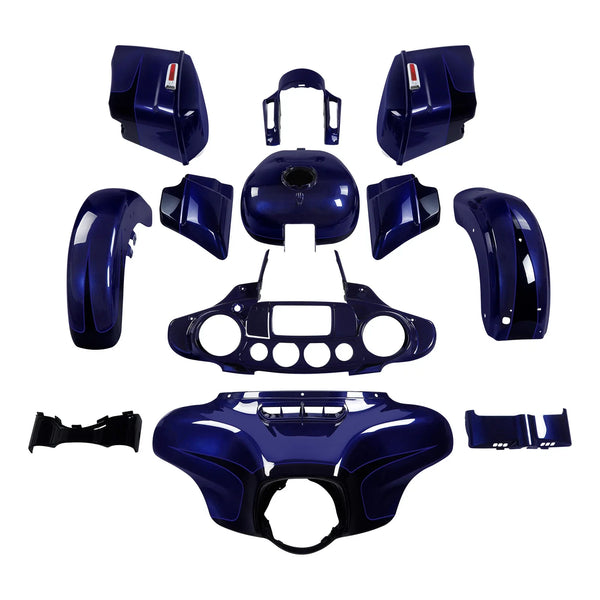 Fairing Body Work Kit Fit For Harley Street Glide 14-24 Zephyr Blue/Black Sunglo