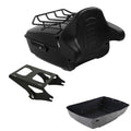 Black King Trunk Backrest Pad Mount Luggage Rack Fit For Harley Touring 2014-26